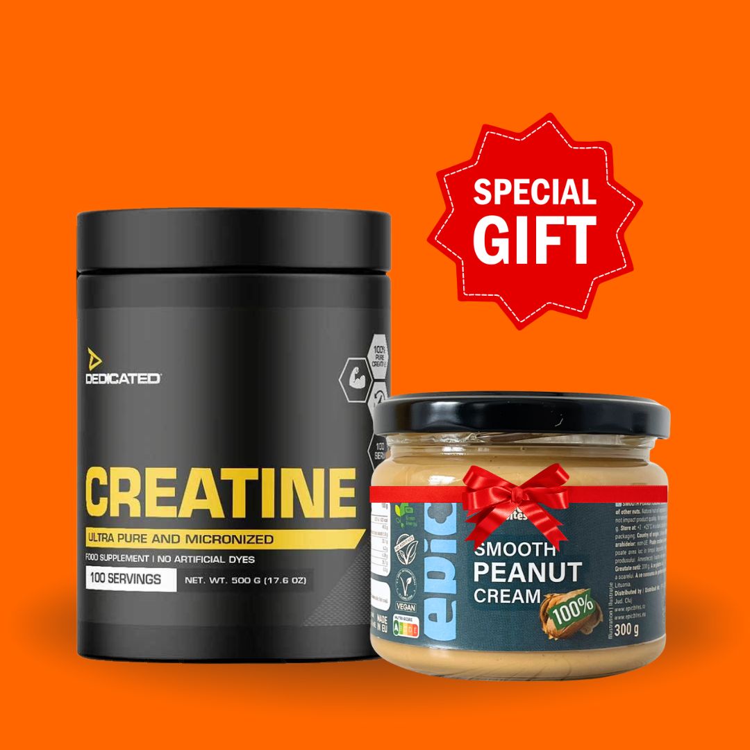 Creatină monohidrată (forță explozivă, masă musculară, recuperare rapidă) – 500 g / 100 porții | DEDICATED