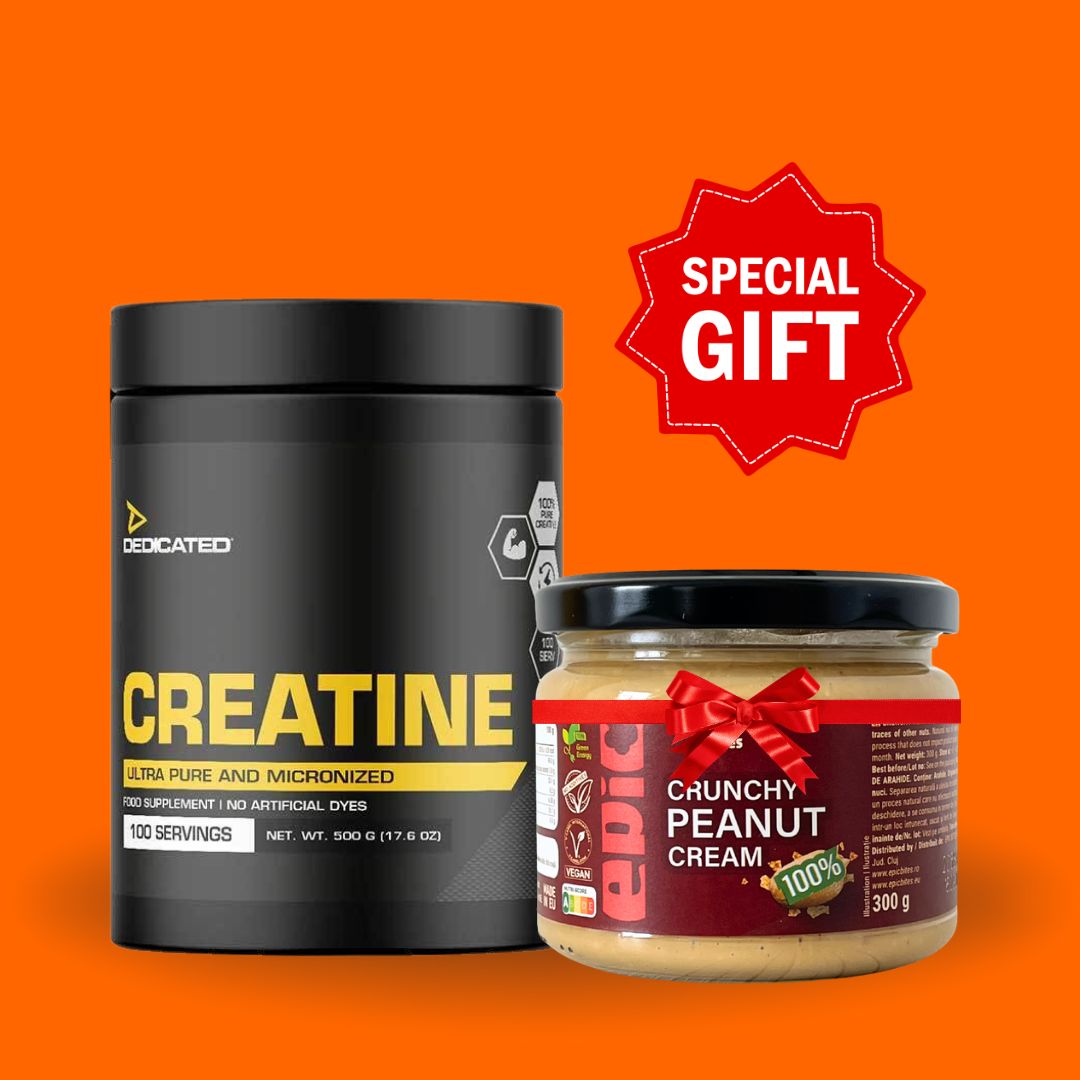 Creatină monohidrată (forță explozivă, masă musculară, recuperare rapidă) – 500 g / 100 porții | DEDICATED