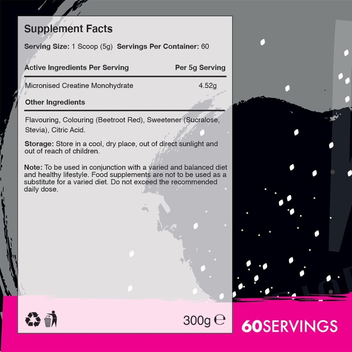 Creatina monohidrata, pudra, 300g, Warrior - Blazing Berry