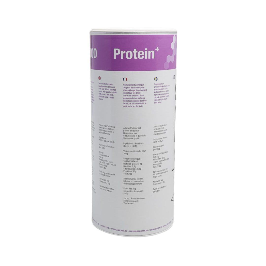 Pudră Proteică Adozan Protein+ Fără Aromă (99% Proteină Pură) - 1 kg