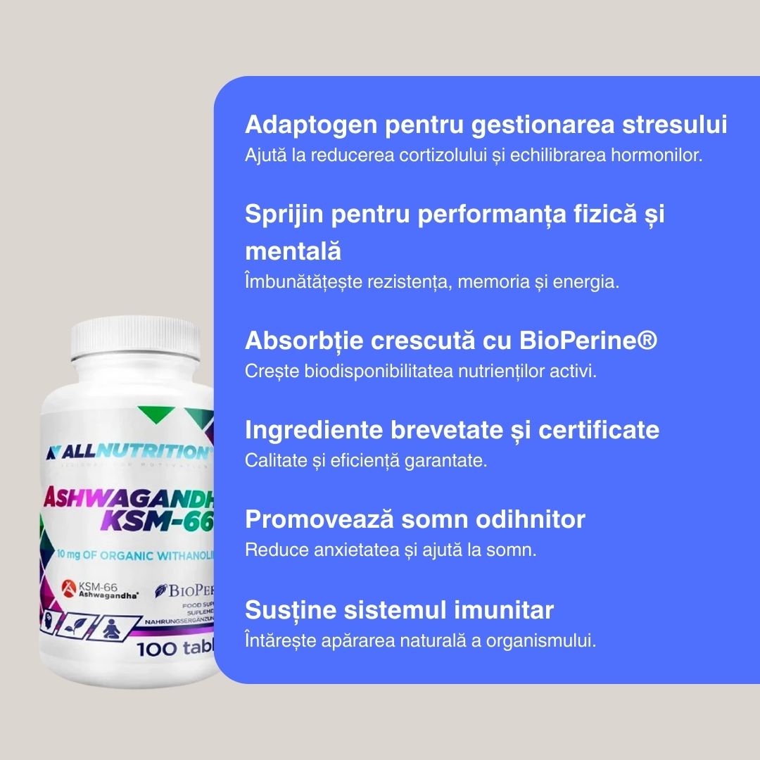 Ashwagandha KSM-66 cu BioPerine®. Calm și echilibru într-o lume agitată.