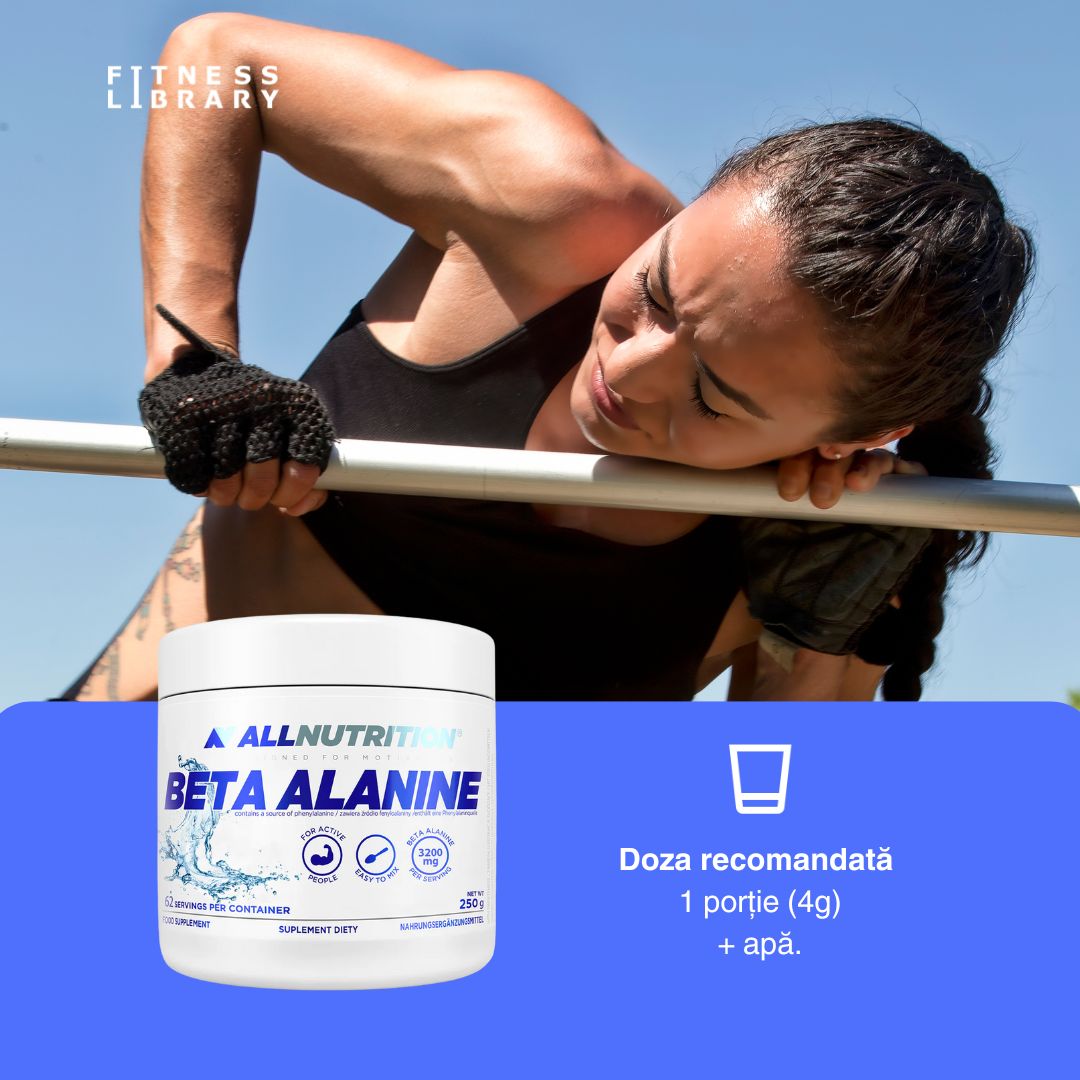 Energie explozivă și recuperare rapidă cu Beta Alanine Powder de la ALLNUTRITION. Domină-ți antrenamentele!