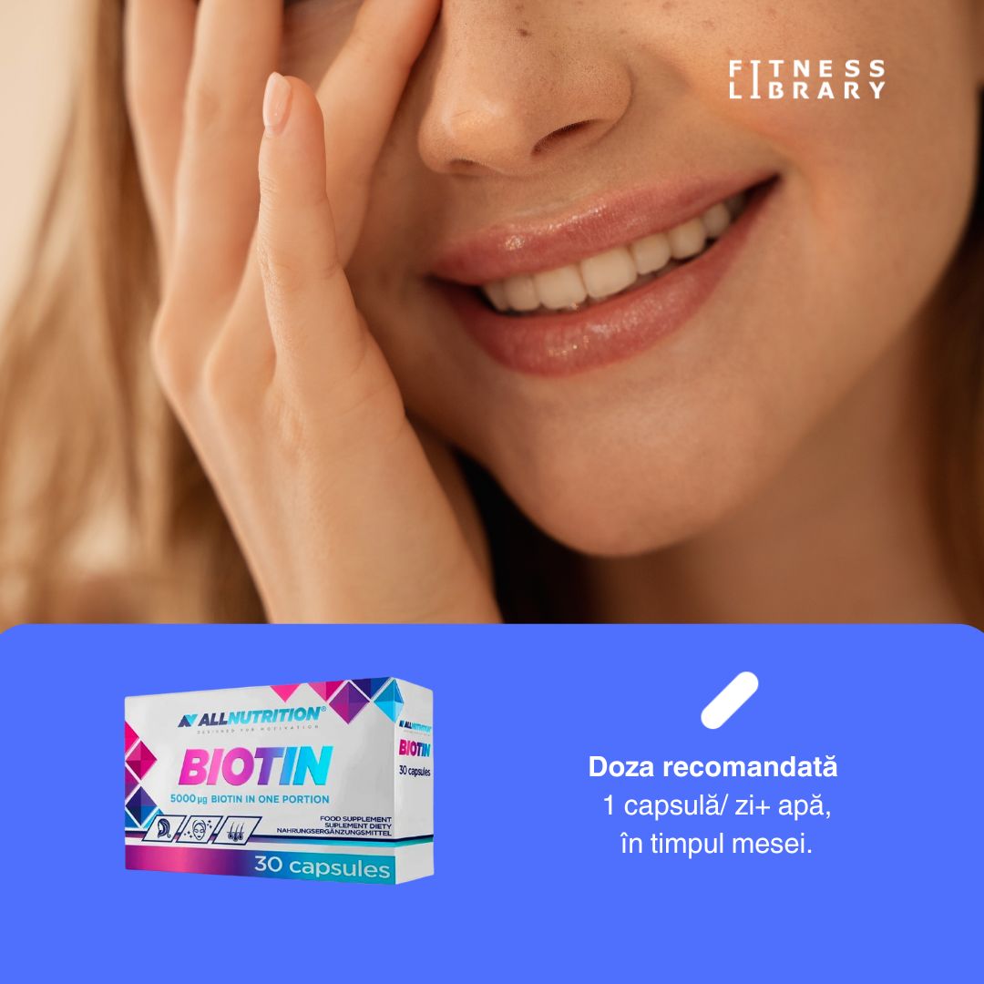 Biotina Allnutrition: Păr, piele și unghii sănătoase pentru o strălucire naturală.