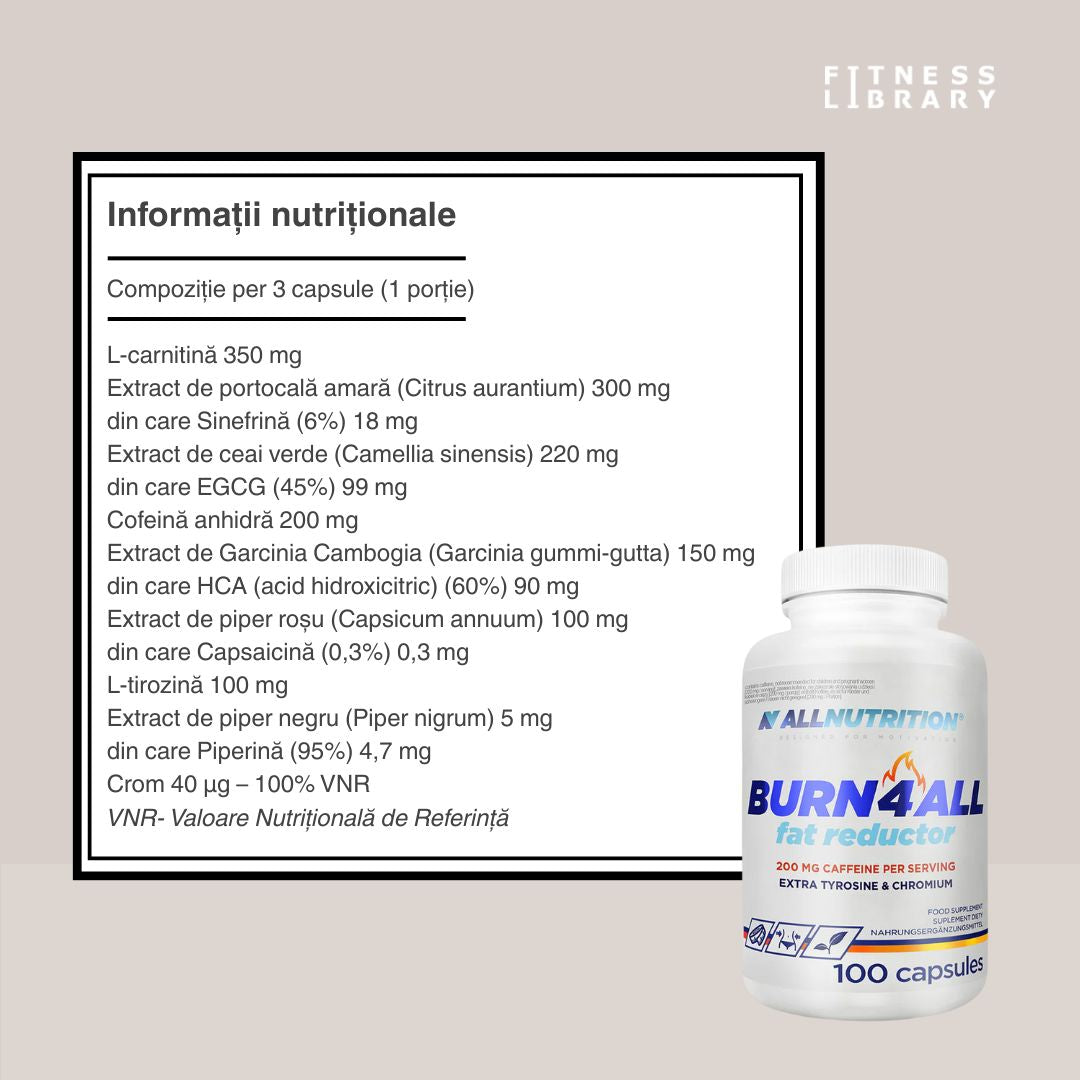 Sculptează-ți silueta visată cu Burn4All. Energie amplificată, control sporit, transformare elegantă.