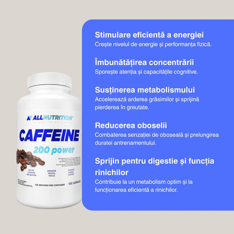 Claritate și energie cu cofeina anhidră ALLNUTRITION. Performanță de vârf și concentrare maximă.