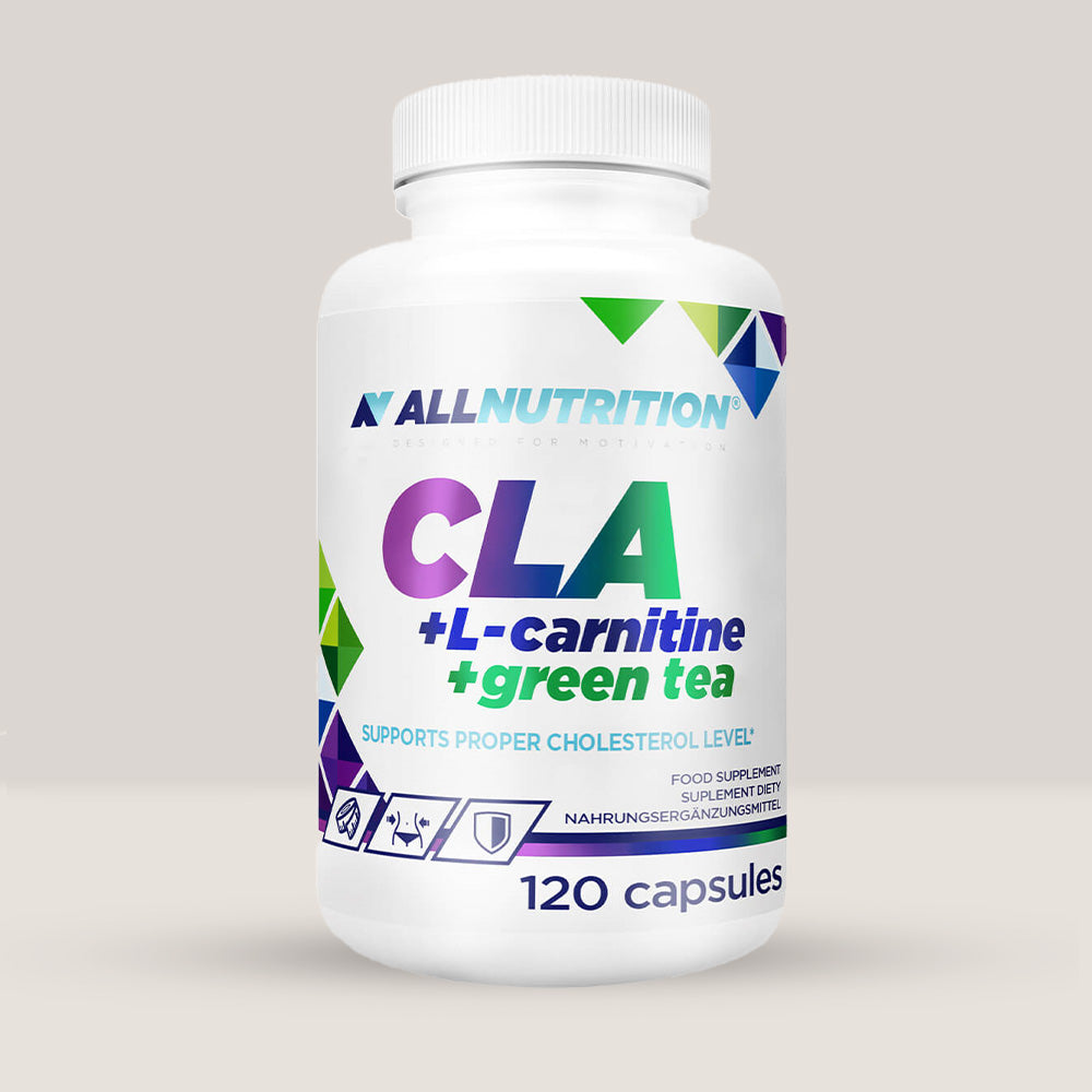 Imagine cu suplimentul alimentar CLA (L-Carnitine + Green Tea) de la ALLNUTRITION, 120 de capsule.