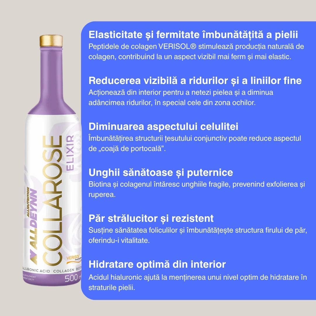 Elixir Collarose ALLDEYNN: Piele elastică, păr strălucitor, unghii puternice. Dezvăluie-ți strălucirea naturală!
