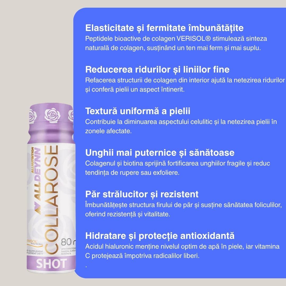 Piele radiantă, păr sănătos, unghii impecabile? Collarose Shot ALLDEYNN - elixirul tău zilnic de frumusețe.