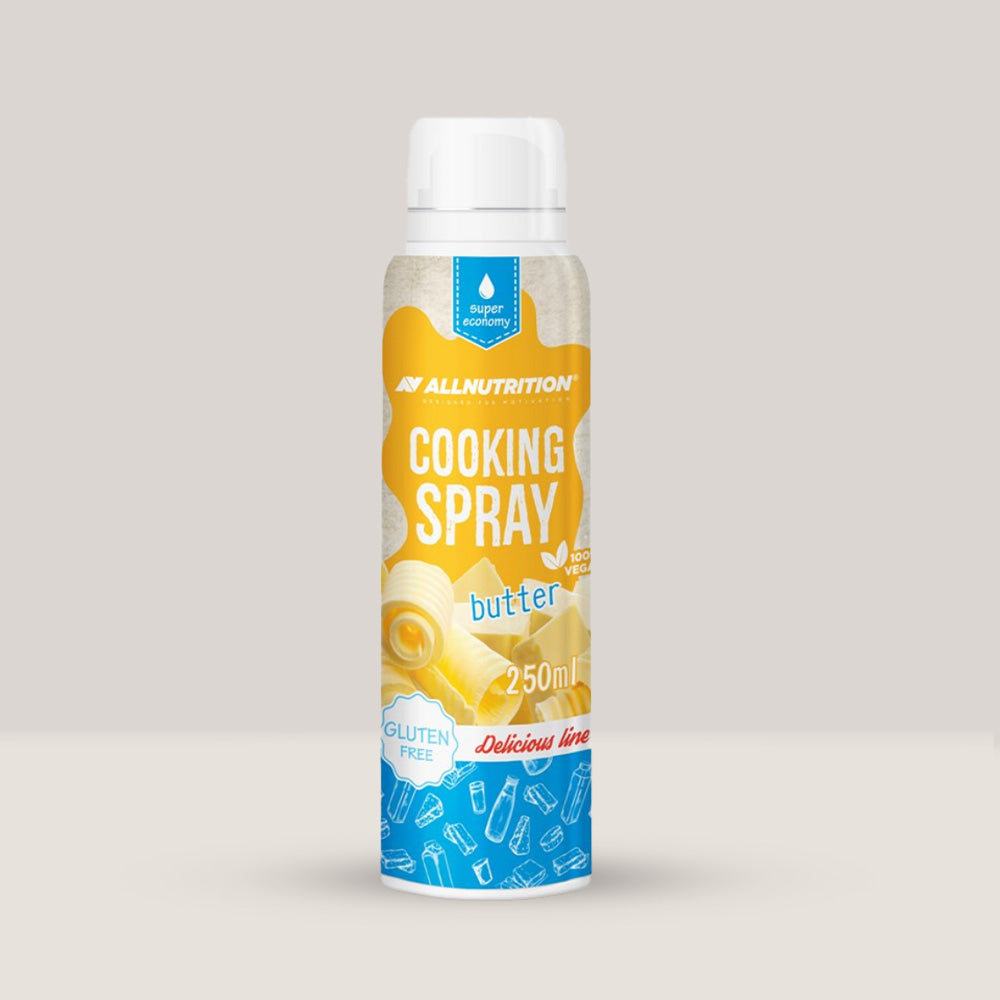 Imagine cu spray-ul de gătit cu ulei de unt Cooking Spray Butter Oil de la ALLNUTRITION, 250ml.