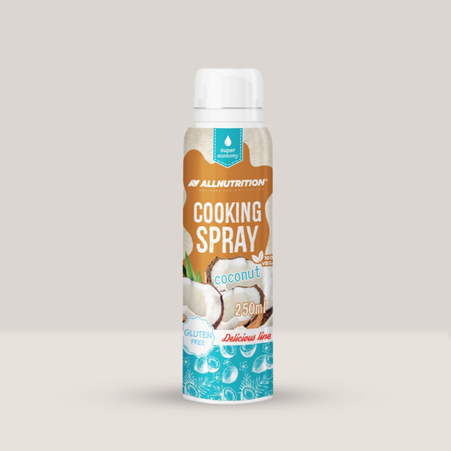 Imagine cu spray-ul de gătit cu ulei de cocos Cooking Spray Coconut Oil de la ALLNUTRITION, 250ml.