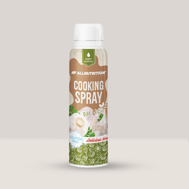 Imagine cu spray-ul de gătit cu ulei de usturoi Cooking Spray Garlic Oil de la ALLNUTRITION, 250ml.