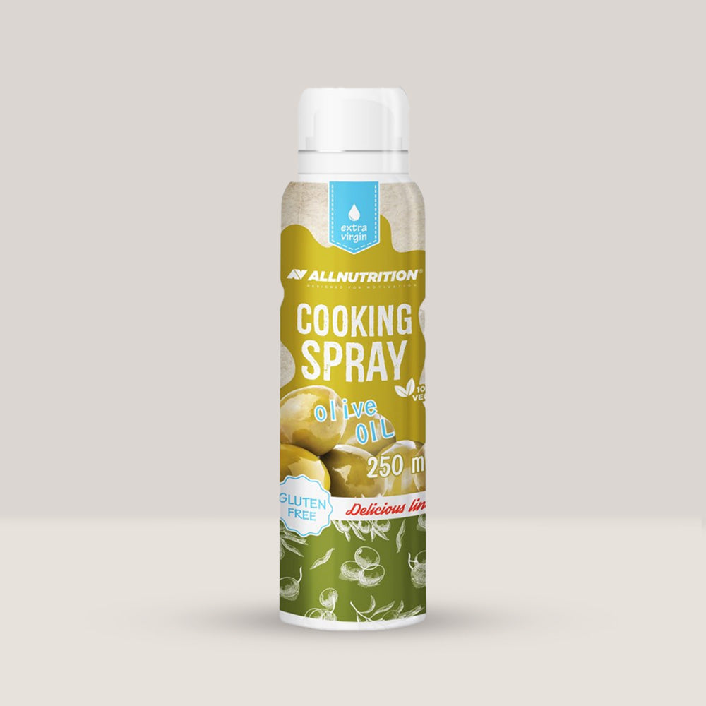 Imagine cu spray-ul de gătit cu ulei de măsline Cooking Spray Olive Oil de la ALLNUTRITION, 250ml.