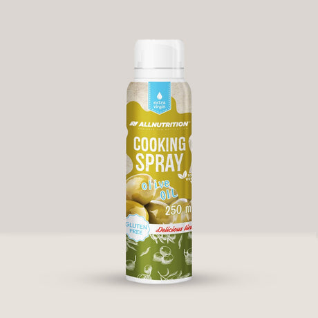 Imagine cu spray-ul de gătit cu ulei de măsline Cooking Spray Olive Oil de la ALLNUTRITION, 250ml.