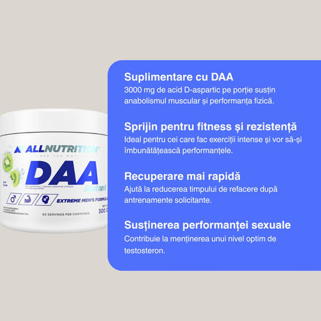 Performanță masculină maximă cu DAA Instant AllNutrition. Putere și vitalitate amplificate.