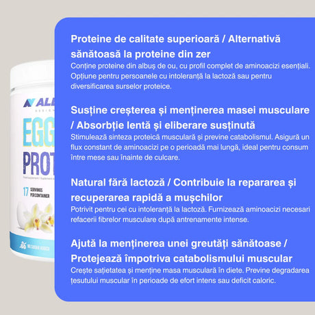 Proteină pură din albuș de ou pentru un corp tonifiat. ALLNUTRITION Egg White Protein.