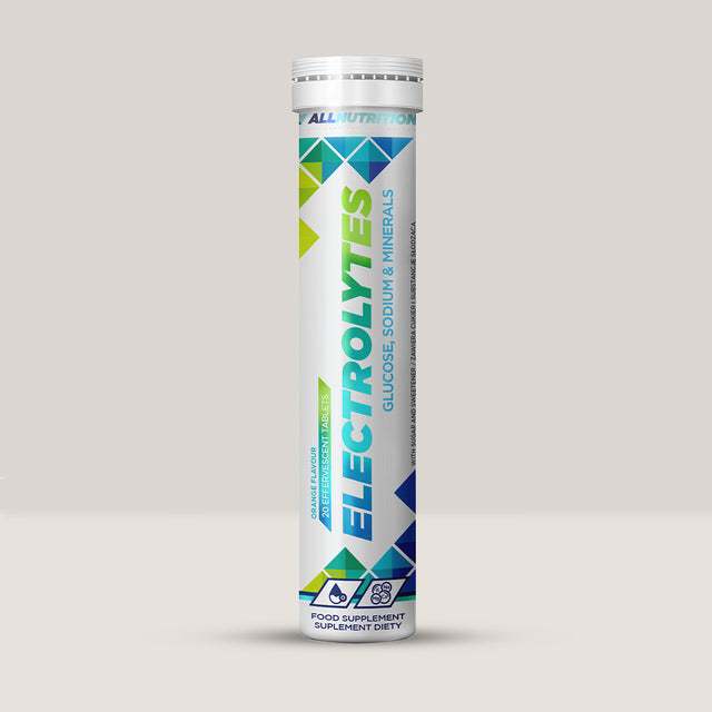 Imagine cu un tub de SFD Electrolytes (20 tablete efervescente) de la SFD Nutrition, un supliment pentru refacerea electroliților.