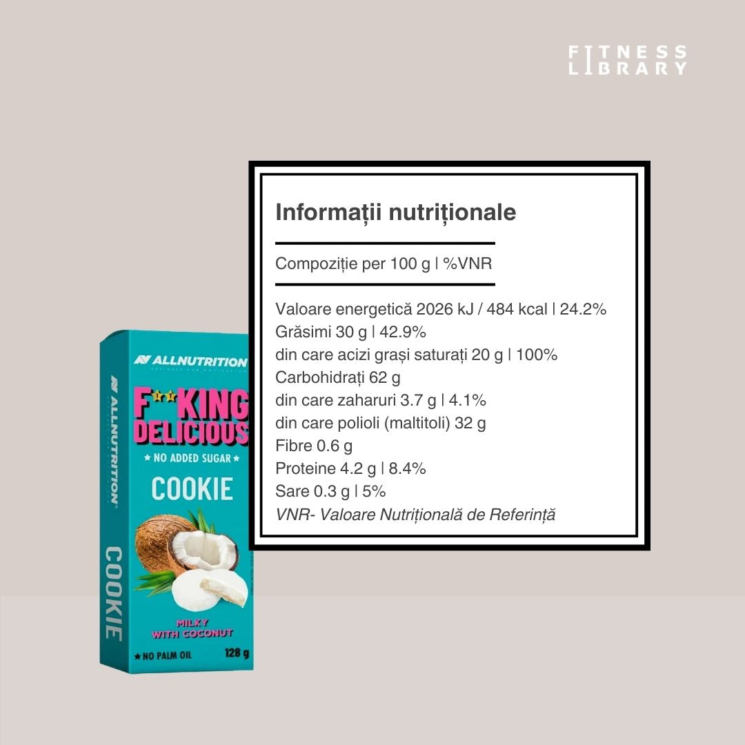 Biscuiți Fitking Delicious: Cremă fină de cocos și glazură de lapte, fără zahăr adăugat. Plăcere și wellbeing.