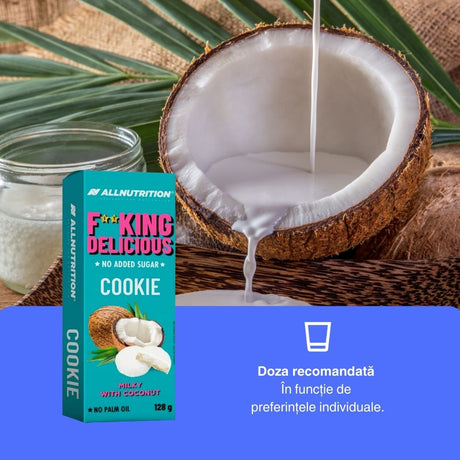 Biscuiți delicioși Fitking: cremoși cu cocos, glazură fină de lapte, fără zahăr adăugat. Răsfăț fără regrete!