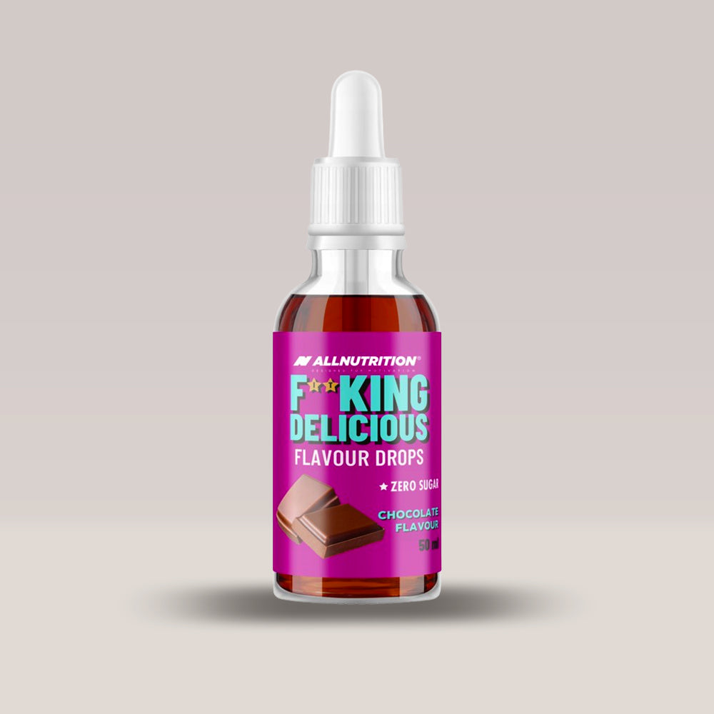Imagine cu picăturile aromatizante Fitking Delicious Flavor Drops de la ALLNUTRITION, 50ml. Chocolate Flavour.