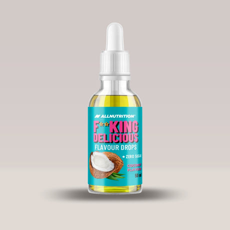 Imagine cu picăturile aromatizante Fitking Delicious Flavor Drops de la ALLNUTRITION, 50ml. Coconut flavour.