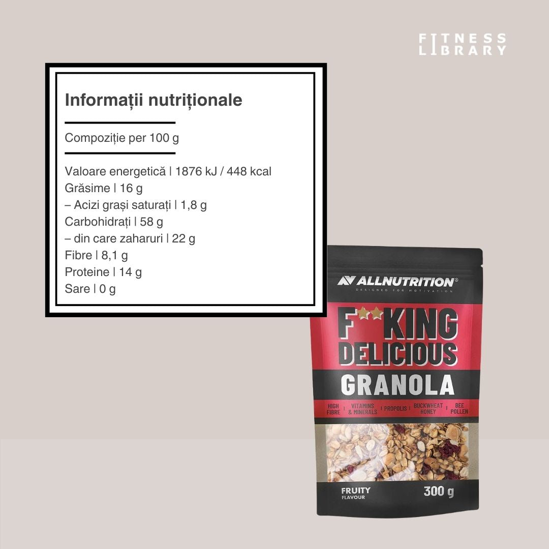 Energie vibrantă și stare de bine cu granola ALLNUTRITION, plină de nutrienți esențiali.