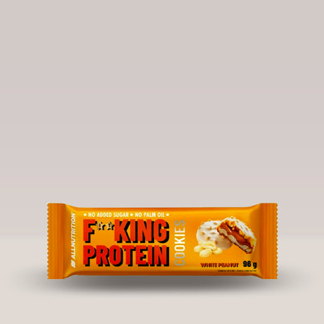 Imagine cu biscuiții proteici FITKING PROTEIN COOKIES cu aromă de alune și ciocolată albă de la ALLNUTRITION.