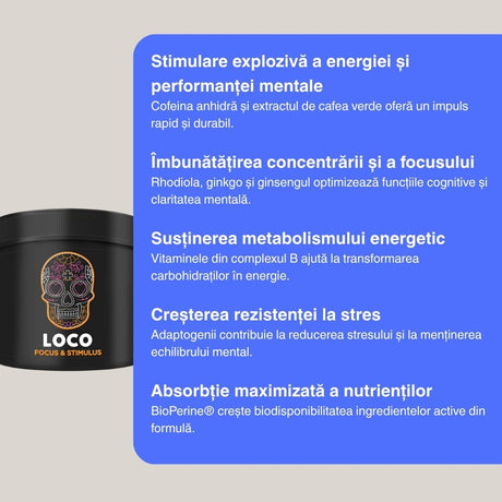 Energie clară, focus maxim. Performanță de vârf cu Focus & Stimulus de la LOCO.