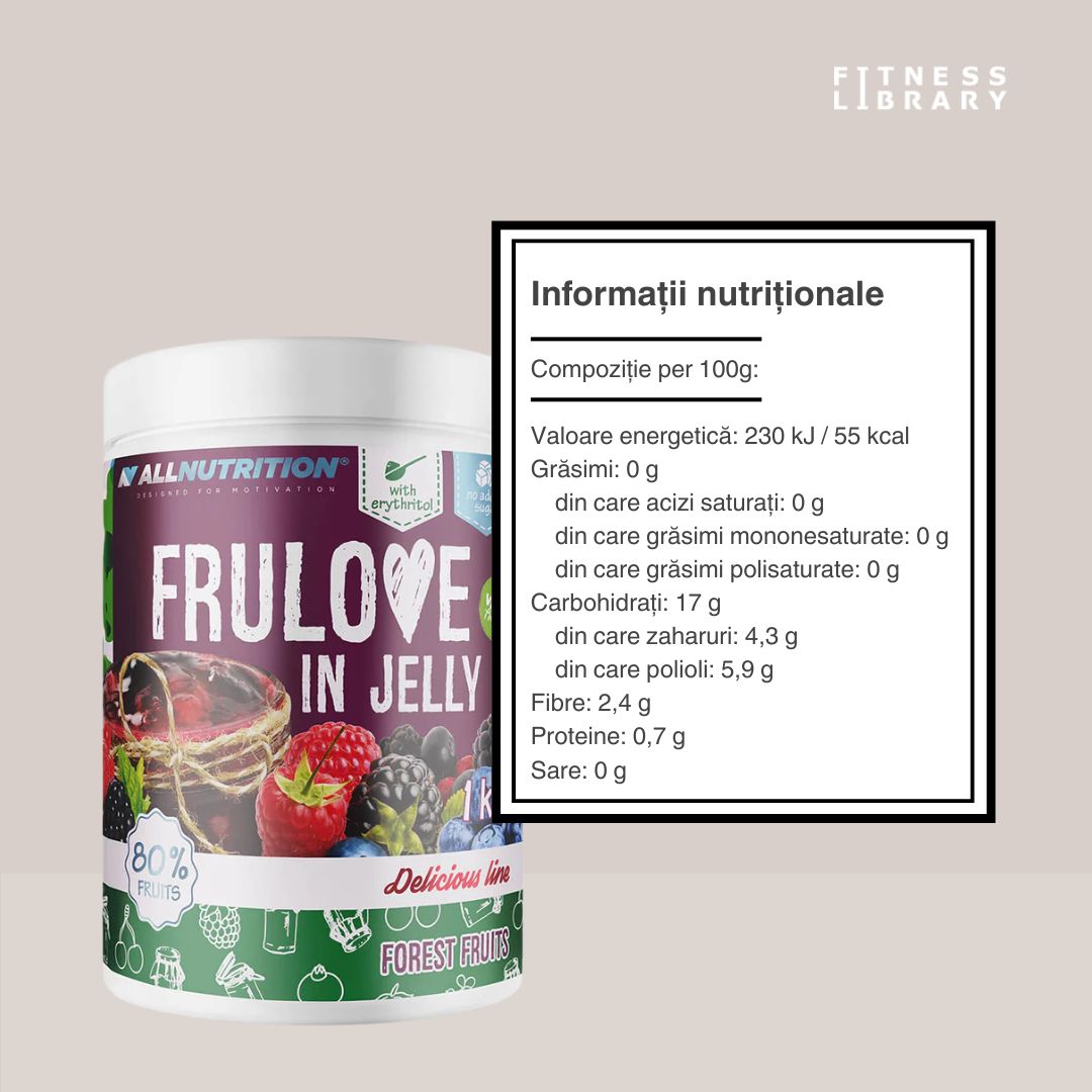 Gem de fructe de pădure fără zahăr ALLNUTRITION. Gust intens, energie pură pentru un început de zi perfect.