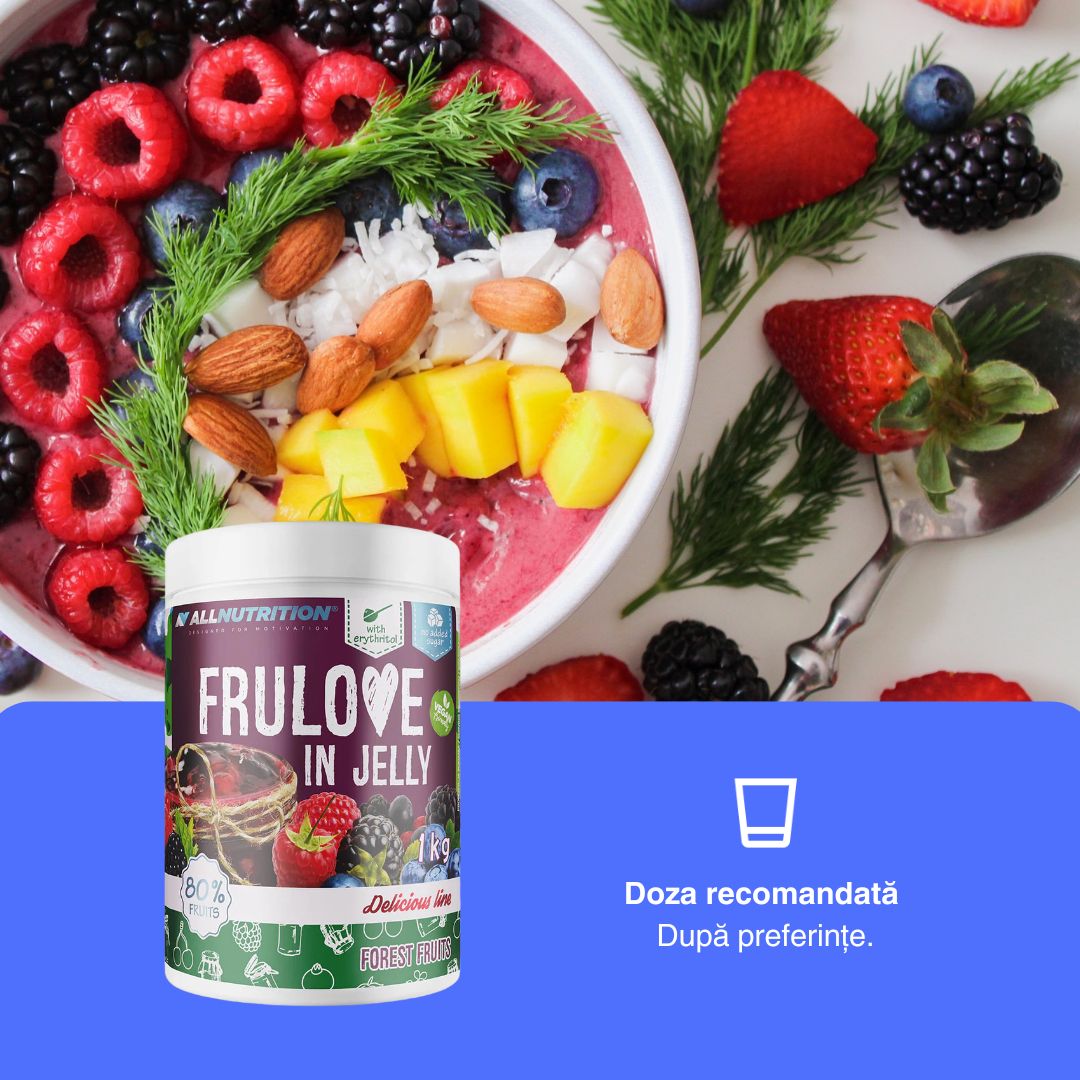 Gem Forest Fruits Jelly ALLNUTRITION: 80% fructe, fără zahăr adăugat. Savurează indulgența fără compromisuri!