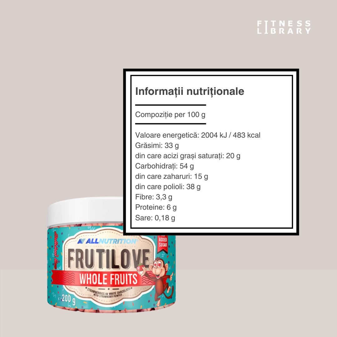 Căpșuni liofilizate în ciocolată albă fără zahăr. Indulgență pură, echilibru perfect.