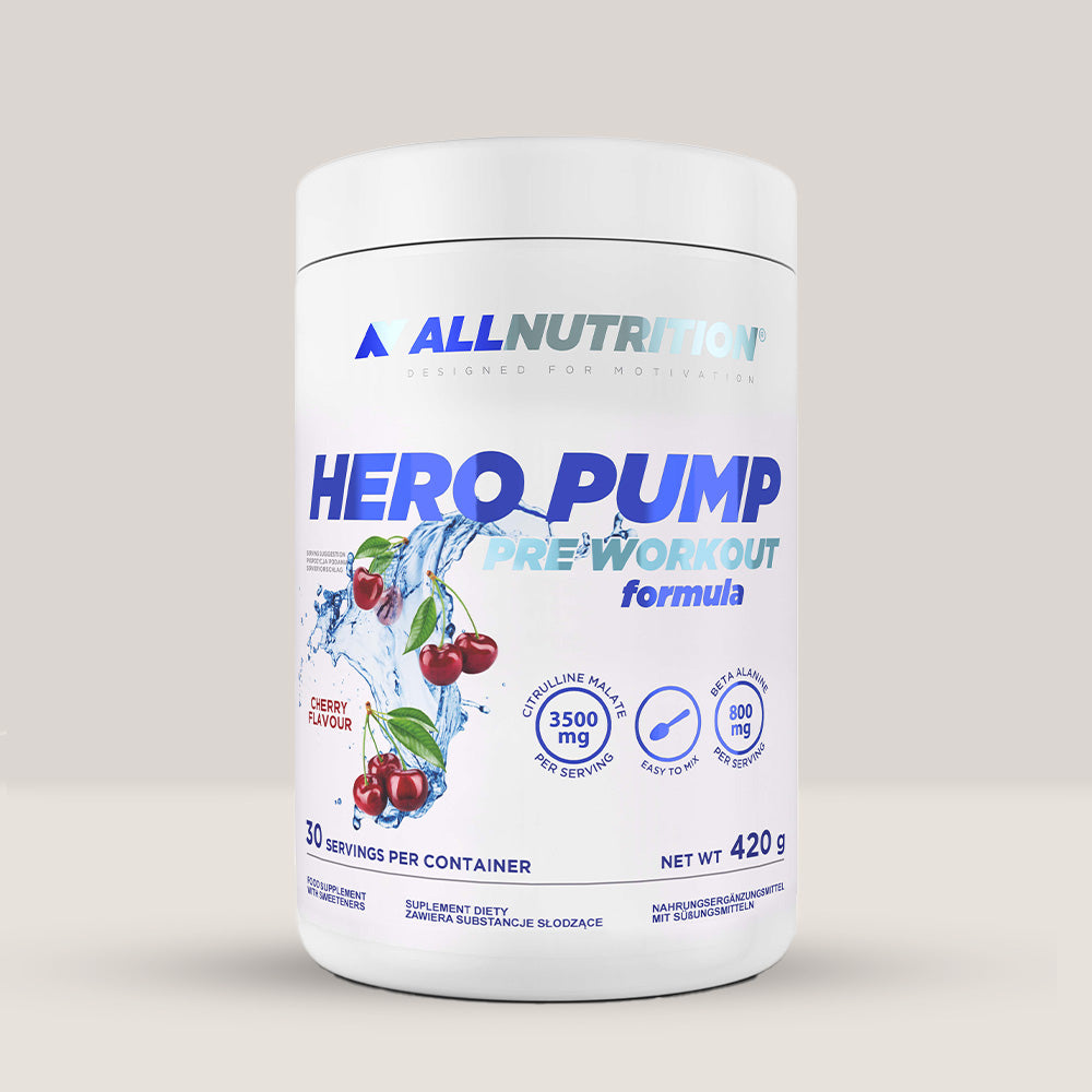 Antrenament exploziv fără stimulanți? HERO PUMP cu aromă de cireșe te propulsează la nivelul următor.