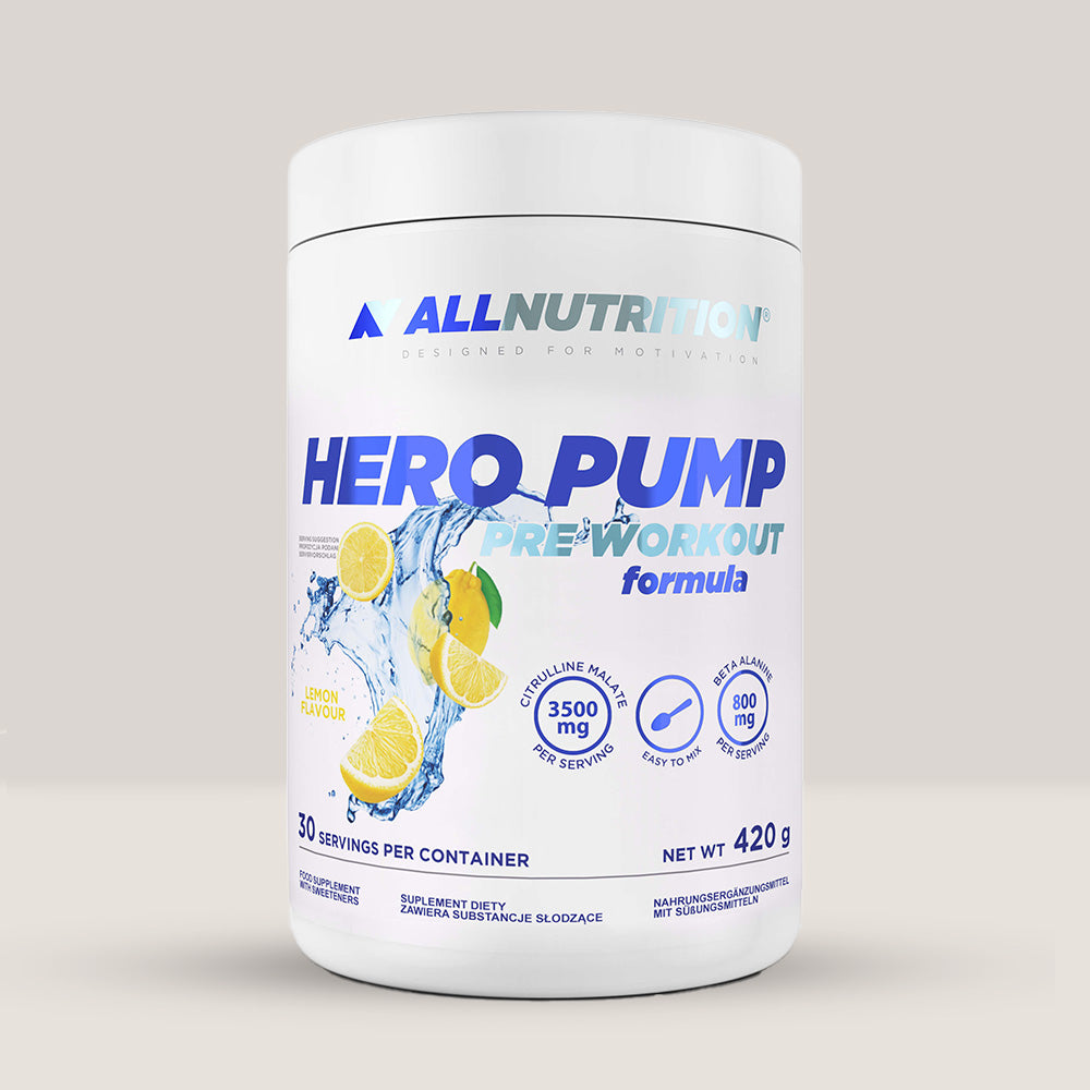 Performanță amplificată, fără stimulenți. HERO PUMP. Gust de lămâie.