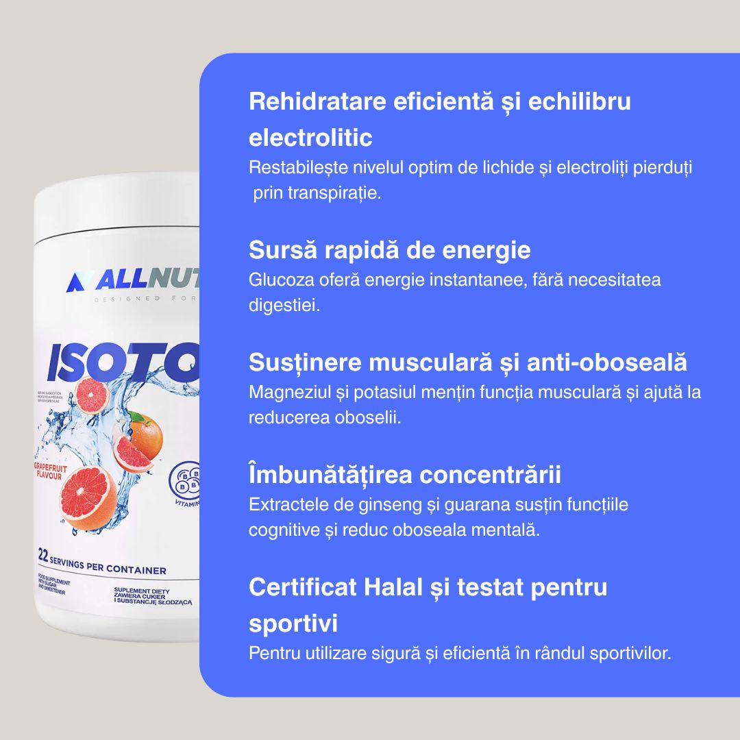 Hidratare profundă și performanță de vârf cu ALLNUTRITION Isotonic. Trăiește la maximum!