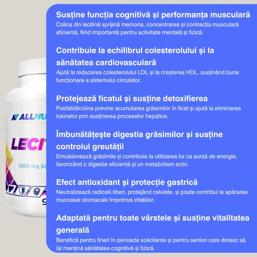 Lecitină soia ALLNUTRITION: energie, concentrare, potențial maxim.