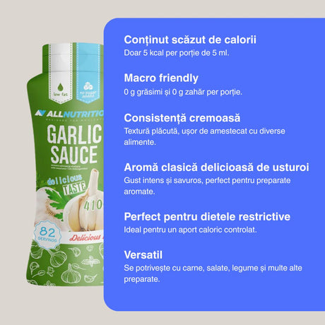 Sos usturoi ALLNUTRITION: Gust intens, cremos, fără compromisuri. Siluetă intactă, savoare deplină.