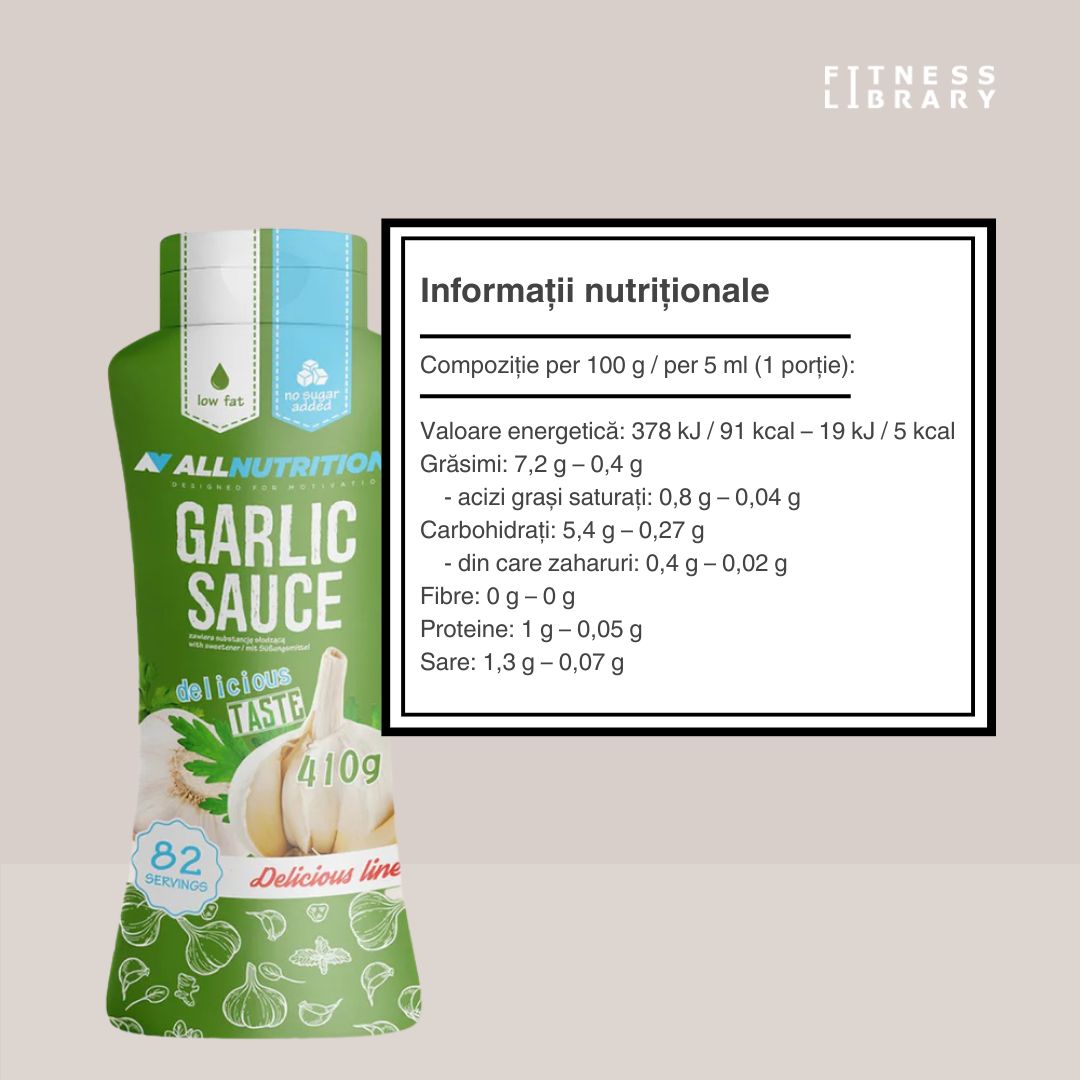 Gust intens, calorii minime. Sos Usturoi Low Calorie ALLNUTRITION - Savurează sănătos!