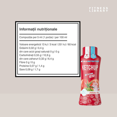 Ketchup hipocaloric Allnutrition: Gust autentic, fără vinovăție.