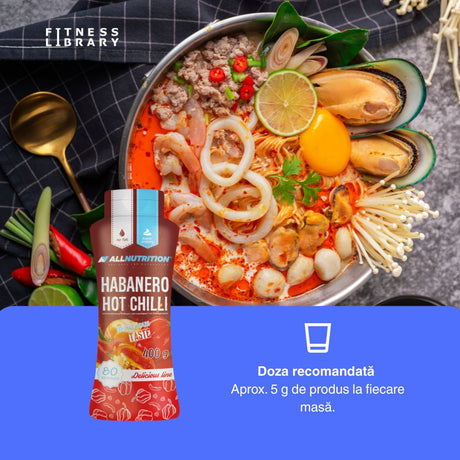 Gust habanero intens, fără calorii. ALLNUTRITION Low Calorie Sauce: savoare picantă pentru o siluetă perfectă.