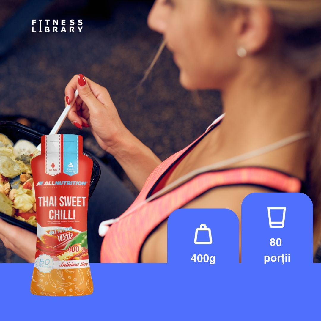 Savurează Thailanda fără calorii! Sos Sweet Chilli AllNutrition: gust dulce-picant, siluetă impecabilă. Plăcere fără culpabilitate.