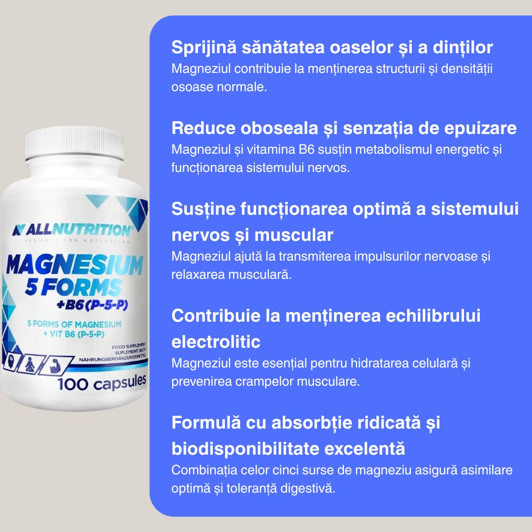 Magneziu Complex ALLNUTRITION: Energie, relaxare, minte limpede. Trăiește la maxim!
