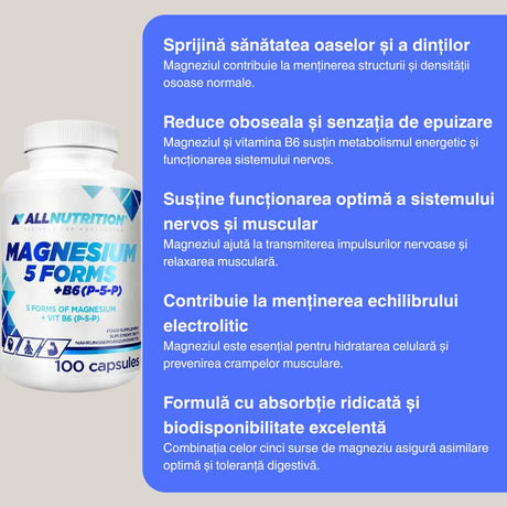 Magneziu Complex ALLNUTRITION: Energie, relaxare, minte limpede. Trăiește la maxim!