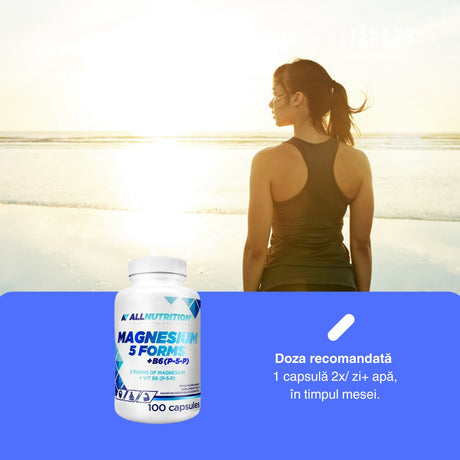 Magneziu Complex ALLNUTRITION: 5 forme de magneziu + B6 activă pentru energie și vitalitate.