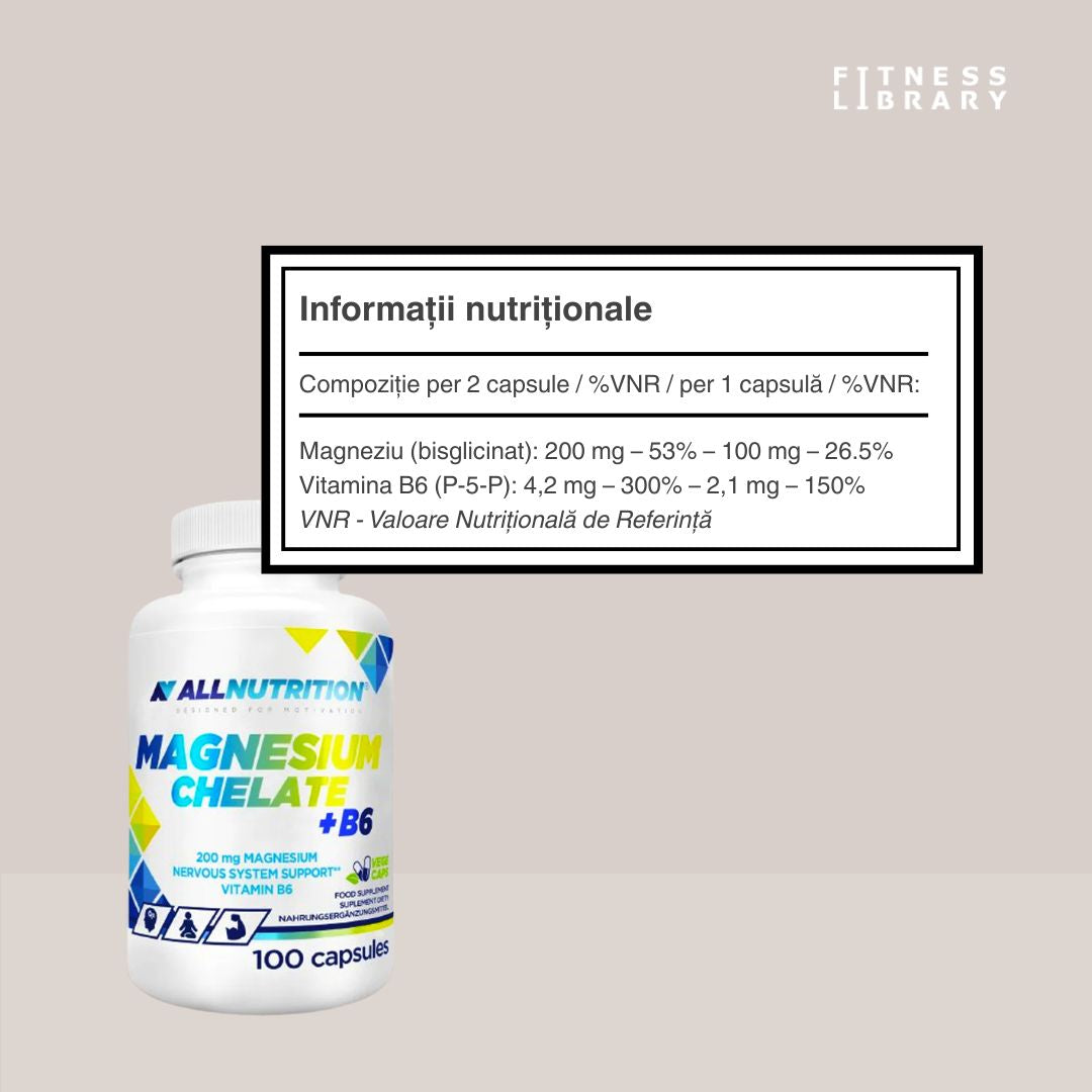 Magneziu Chelat B6 ALLNUTRITION: Energie și minte limpede pentru fiecare moment.