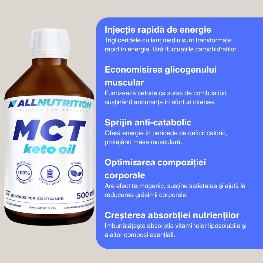 Keto Oil ALLNUTRITION: Energie și claritate mentală pentru performanță optimă, zilnic.