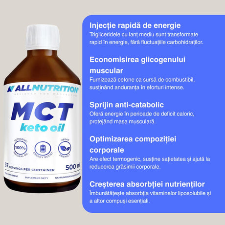 Keto Oil ALLNUTRITION: Energie și claritate mentală pentru performanță optimă, zilnic.