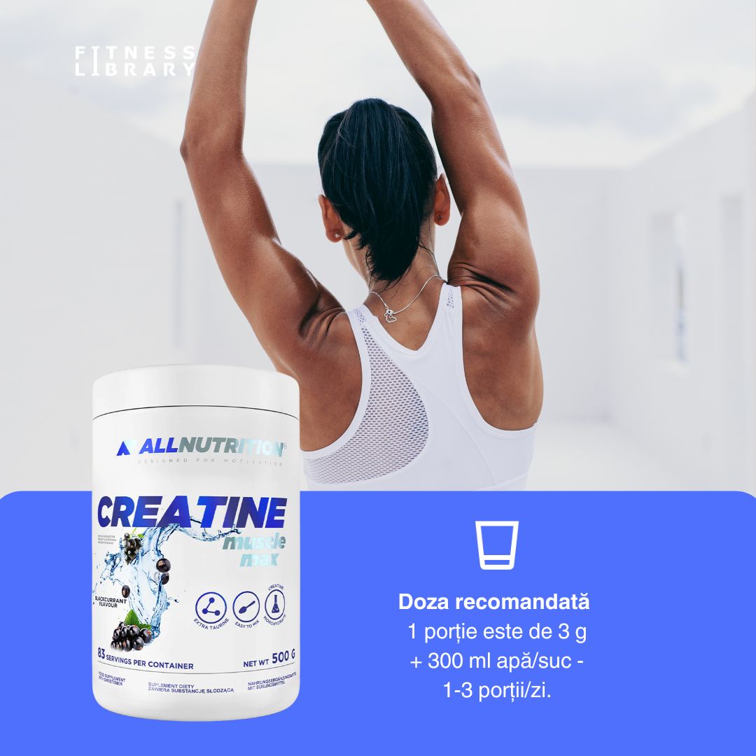 Forță explozivă și recuperare rapidă cu creatina Muscle Max de la AllNutrition. Eliberează-ți potențialul.