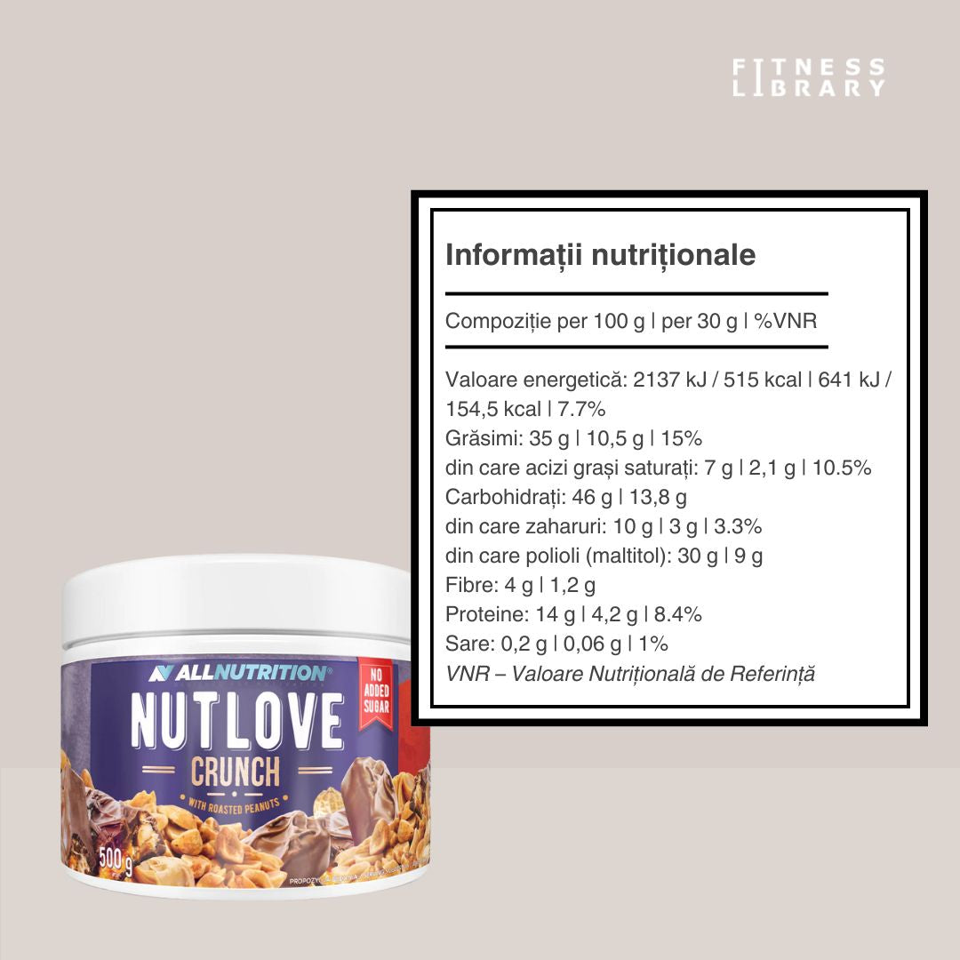Cremă NutLove: Ciocolată fină & arahide crocante, fără zahăr adăugat. Răsfăț gourmet fără remușcări!