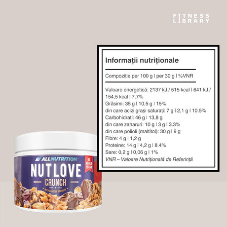 Cremă NutLove: Ciocolată fină & arahide crocante, fără zahăr adăugat. Răsfăț gourmet fără remușcări!