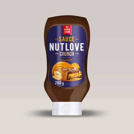 Imagine cu sosul NUTLOVE cu aromă de crunch peanut cream de la ALLNUTRITION, 280ml.