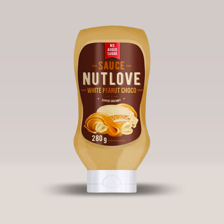 Imagine cu sosul NUTLOVE cu aromă de ciocolată alba și alune de la ALLNUTRITION, 280ml.